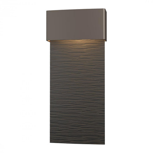 Hubbardton Forge Stratum Large Dark Sky Friendly LED Outdoor Sconce in Coastal Oil Rubbed Bronze Finish Model: 302632-LED-14-14