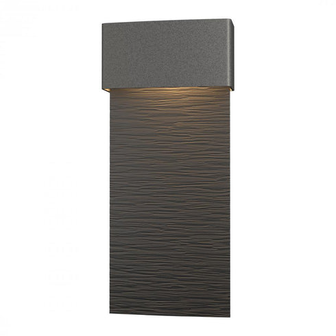 Hubbardton Forge Stratum Large Dark Sky Friendly LED Outdoor Sconce in Coastal Oil Rubbed Bronze Finish Model: 302632-LED-14-14