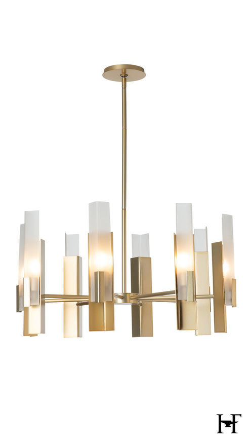 Hubbardton Forge Summit 8 Light Pendant in Modern Brass Finish Model: 132045-SKT-MULT-86-FD0828