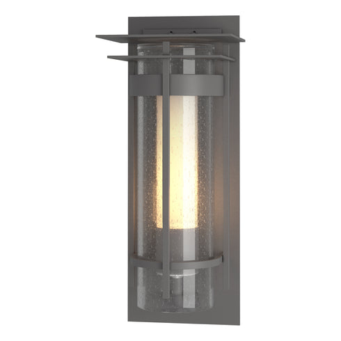 Hubbardton Forge Torch Small Outdoor Sconce with Top Plate in Coastal Oil Rubbed Bronze Finish Model: 305996-SKT-14-ZS0654