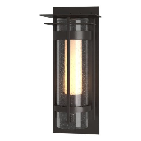 Hubbardton Forge Torch with Top Plate Large Outdoor Sconce in Coastal Oil Rubbed Bronze Finish Model: 305998-SKT-14-ZS0656