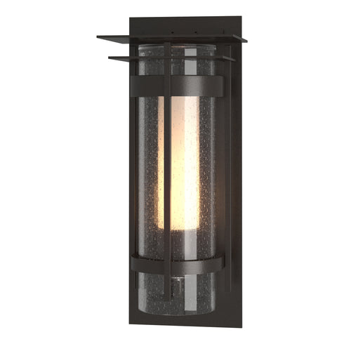 Hubbardton Forge Torch with Top Plate Outdoor Sconce in Coastal Oil Rubbed Bronze Finish Model: 305997-SKT-14-ZS0655