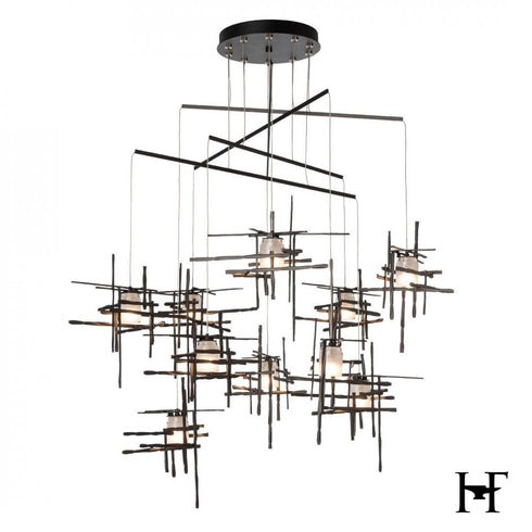 Hubbardton Forge Tura 10 Light Frosted Glass Mobile Pendant in Oil Rubbed Bronze Finish Model: 131160-SKT-STND-14-YC0305