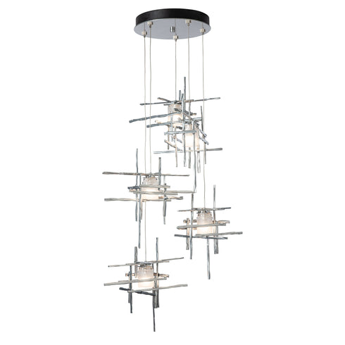 Hubbardton Forge Tura 5 Light Frosted Glass Pendant Model: 131128-SKT-LONG-05-YC0305