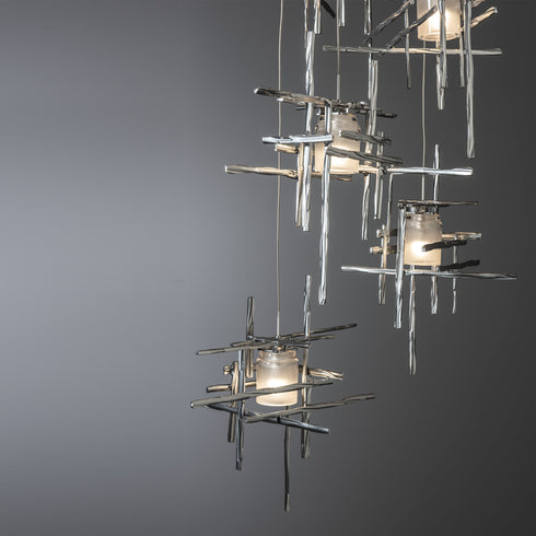 Hubbardton Forge Tura 5 Light Frosted Glass Pendant Model: 131128-SKT-LONG-89-YC0305