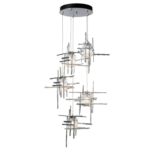 Hubbardton Forge Tura 5 Light Seeded Glass Pendant Model: 131126-SKT-LONG-89-II0728