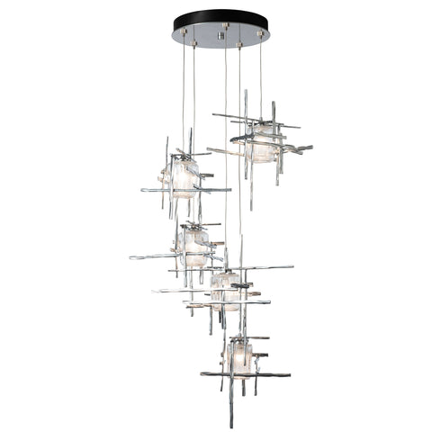 Hubbardton Forge Tura 5 Light Seeded Glass Pendant Model: 131126-SKT-LONG-89-II0728