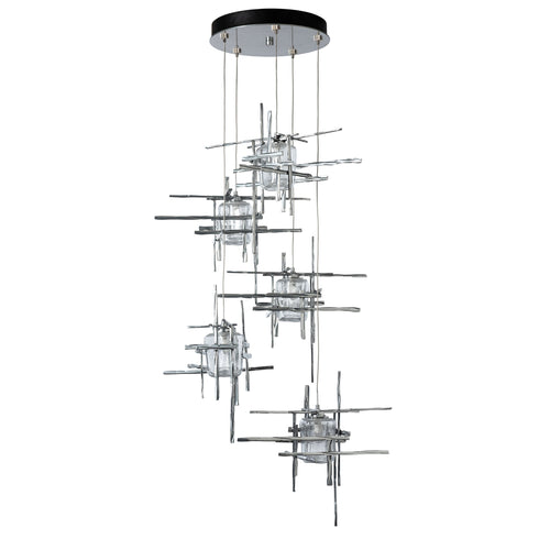 Hubbardton Forge Tura 5 Light Seeded Glass Pendant Model: 131126-SKT-STND-82-II0728