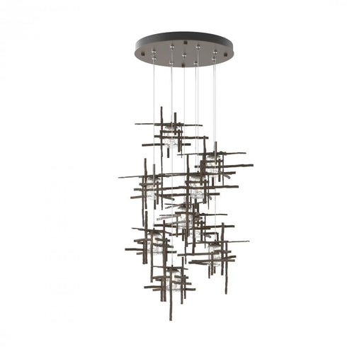 Hubbardton Forge Tura 9 Light Seeded Glass Round Pendant Model: 131107-SKT-STND-84-II0728