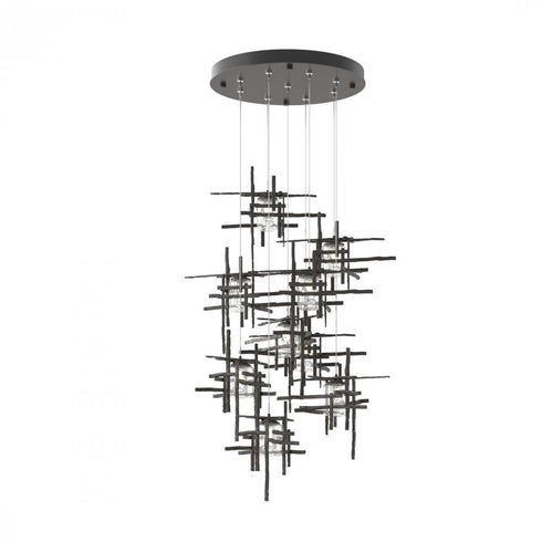 Hubbardton Forge Tura 9 Light Seeded Glass Round Pendant Model: 131107-SKT-STND-84-II0728