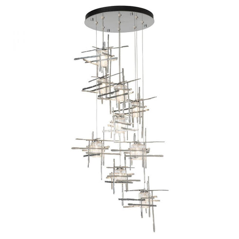 Hubbardton Forge Tura 9 Light Seeded Glass Round Pendant Model: 131107-SKT-STND-84-II0728