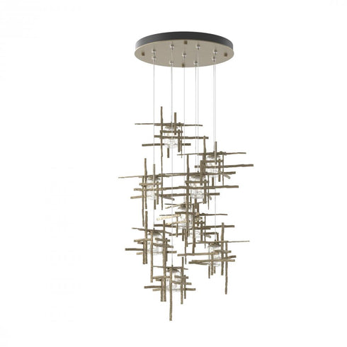 Hubbardton Forge Tura 9 Light Seeded Glass Round Pendant Model: 131107-SKT-STND-84-II0728