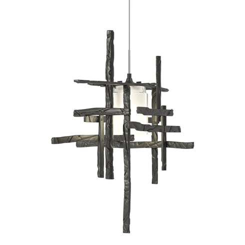 Hubbardton Forge Tura Frosted Glass Low Voltage Mini Pendant in Bronze Finish Model: 161185-SKT-STND-05-YC0305