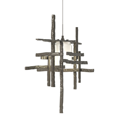 Hubbardton Forge Tura Frosted Glass Low Voltage Mini Pendant in Bronze Finish Model: 161185-SKT-STND-05-YC0305