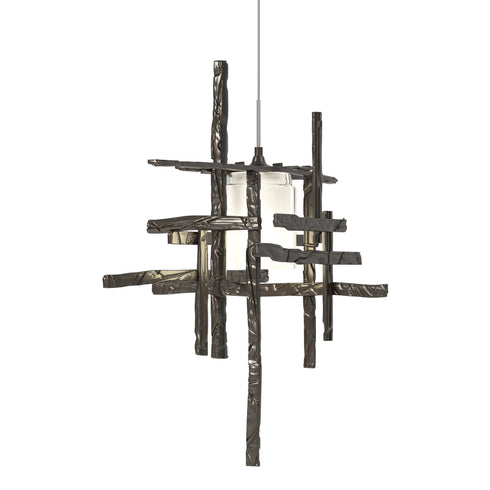 Hubbardton Forge Tura Frosted Glass Low Voltage Mini Pendant in Bronze Finish Model: 161185-SKT-STND-05-YC0305