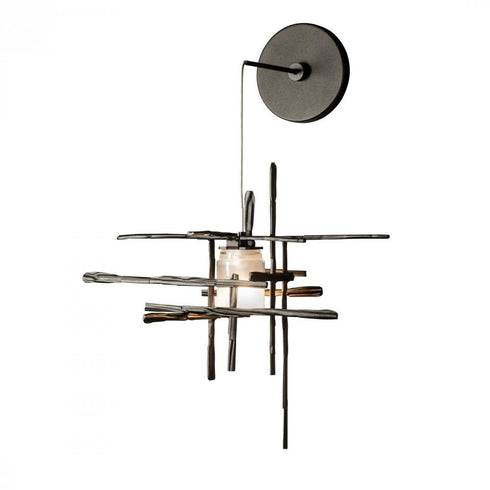 Hubbardton Forge Tura Frosted Glass Low Voltage Sconce in Oil Rubbed Bronze Finish Model: 201396-SKT-14-YC0305