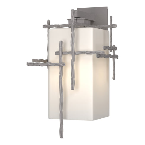 Hubbardton Forge Tura Large Outdoor Sconce in Coastal Oil Rubbed Bronze Finish Model: 302583-SKT-14-GG0707