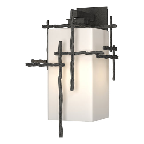 Hubbardton Forge Tura Large Outdoor Sconce in Coastal Oil Rubbed Bronze Finish Model: 302583-SKT-14-GG0707