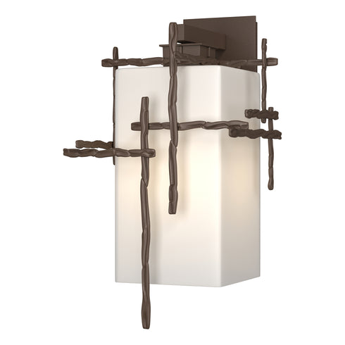 Hubbardton Forge Tura Large Outdoor Sconce in Coastal Oil Rubbed Bronze Finish Model: 302583-SKT-14-GG0707