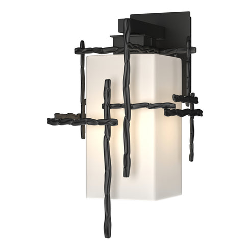Hubbardton Forge Tura Medium Outdoor Sconce in Coastal Oil Rubbed Bronze Finish Model: 302581-SKT-14-GG0093