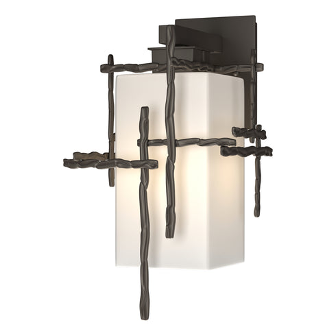 Hubbardton Forge Tura Medium Outdoor Sconce in Coastal Oil Rubbed Bronze Finish Model: 302581-SKT-14-GG0093