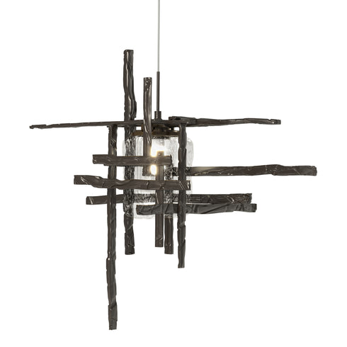 Hubbardton Forge Tura Seeded Glass Low Voltage Mini Pendant in Bronze Finish Model: 161184-SKT-STND-05-II0728