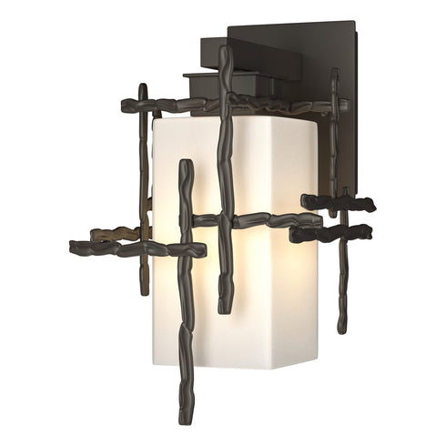 Hubbardton Forge Tura Small Outdoor Sconce in Coastal Oil Rubbed Bronze Finish Model: 302580-SKT-14-GG0111