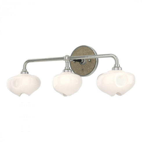 Hubbardton Forge Ume 3 Light Curved Arm Bath Sconce in Black Finish Model: 201342-SKT-10-10-FD0710