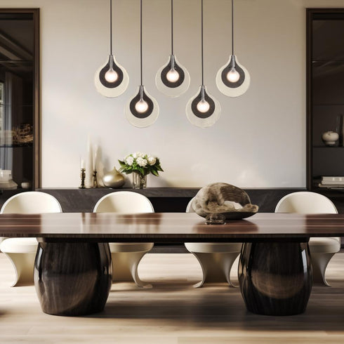 Hubbardton Forge Veneto 5 Light Linear Pendant in Oil Rubbed Bronze Finish Model: 401319-SKT-MULT-14-YE0796
