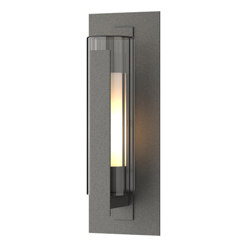Hubbardton Forge Vertical Bar Fluted Glass Medium Outdoor Sconce in Coastal Natural Iron Finish Model: 307282-SKT-20-ZU0658