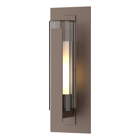 Hubbardton Forge Vertical Bar Fluted Glass Medium Outdoor Sconce in Coastal Natural Iron Finish Model: 307282-SKT-20-ZU0658