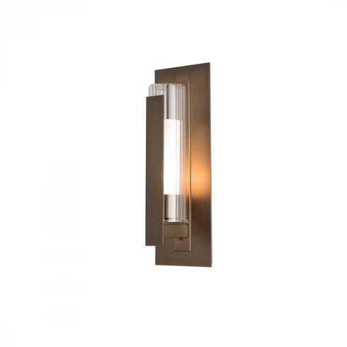 Hubbardton Forge Vertical Bar Fluted Glass Small Outdoor Sconce in Coastal Oil Rubbed Bronze Finish Model: 307281-SKT-14-ZU0660