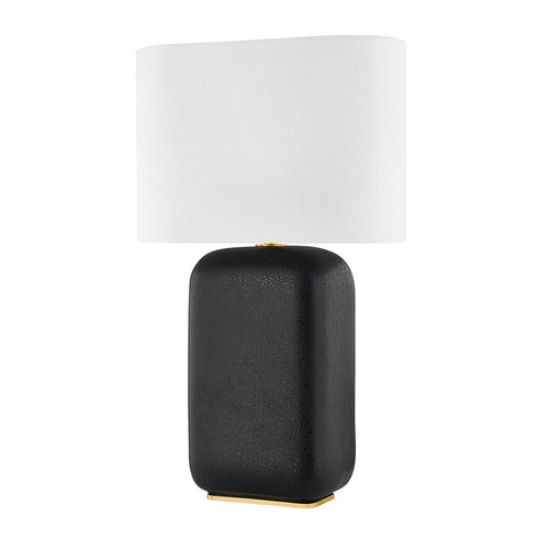 Hudson Valley Arthur 1 LIGHT TABLE LAMP in Aged Brass/Black Lava Ceramic Finish Model: L1919-AGB/CBV