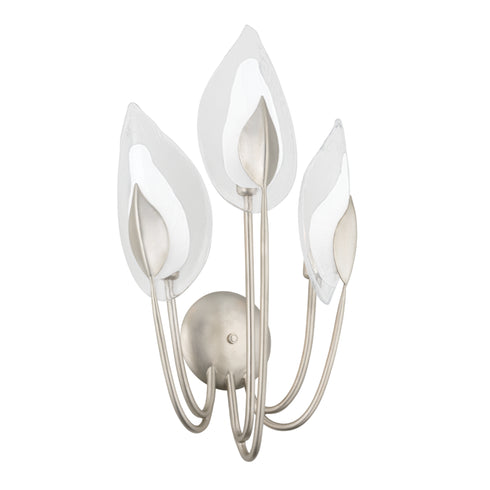 Hudson Valley Blossom 3 LIGHT WALL SCONCE in Silver Leaf Finish Model: 4803-SL