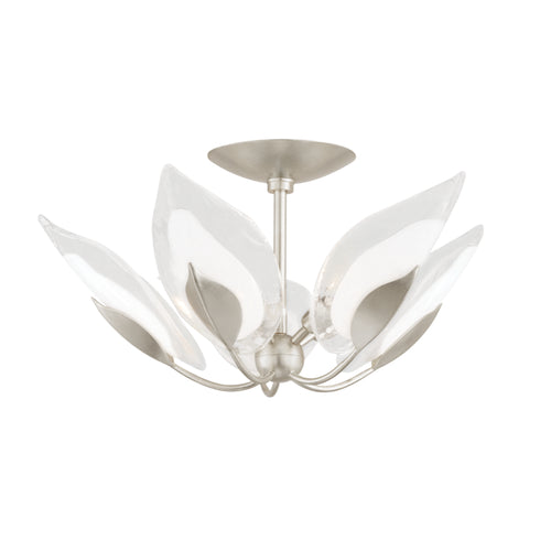 Hudson Valley Blossom 5 LIGHT SEMI FLUSH in Silver Leaf Finish Model: 4805-SL