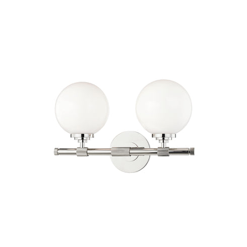 Hudson Valley Bowery 2 LIGHT BATH BRACKET in Polished Nickel Finish Model: 3702-PN