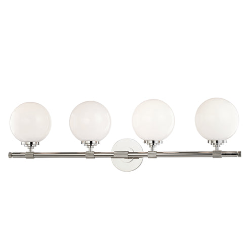 Hudson Valley Bowery 4 LIGHT BATH BRACKET in Polished Nickel Finish Model: 3704-PN
