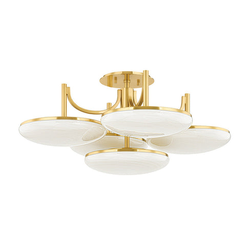 Hudson Valley Bregman 5 LIGHT SEMI FLUSH in Aged Brass Finish Model: 2005-AGB