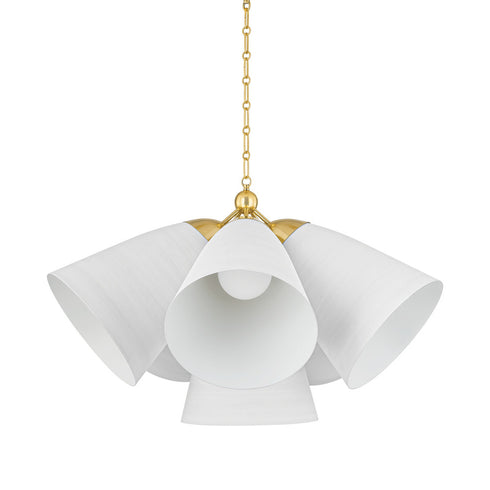 Hudson Valley Bronson Chandelier in Aged Brass/White Plaster Finish Model: BKO1502-AGB/WP
