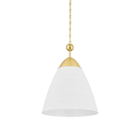 Hudson Valley Bronson Pendant in Aged Brass/White Plaster Finish Model: BKO1501-AGB/WP