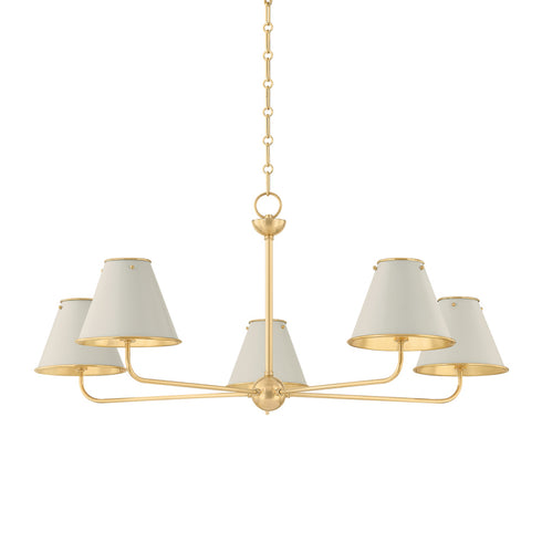 Hudson Valley Burghley Chandelier in Aged Brass Off White Finish Model: MDS2000-AGB/OW