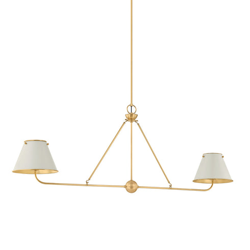 Hudson Valley Burghley Linear in Aged Brass Off White Finish Model: MDS2001-AGB/OW