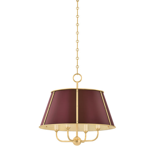 Hudson Valley Cambridge Chandelier in Aged Brass Soft Crimson Finish Model: MDS120-AGB/CRN
