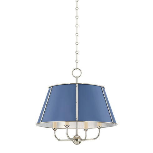 Hudson Valley Cambridge Chandelier in Polished Nickel Soft French Blue Finish Model: MDS120-PN/FBL