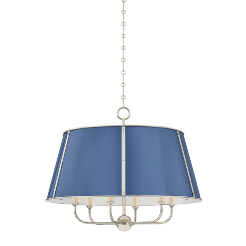 Hudson Valley Cambridge Chandelier in Polished Nickel Soft French Blue Finish Model: MDS121-PN/FBL