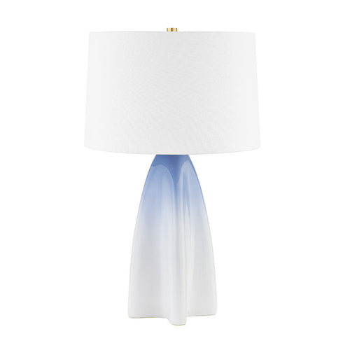 Hudson Valley Chappaqua 1 LIGHT TABLE LAMP in Aged Brass/Gloss Sky Ombre Ceramic Finish Model: L2027-AGB/CSO