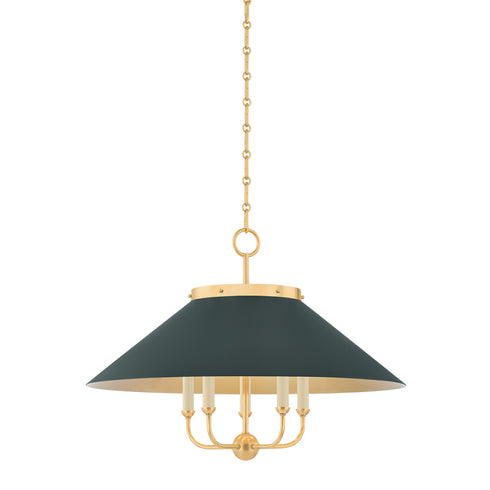 Hudson Valley Clivedon Chandelier in Aged Brass Soft Studio Green Finish Model: MDS1403-AGB/SSG