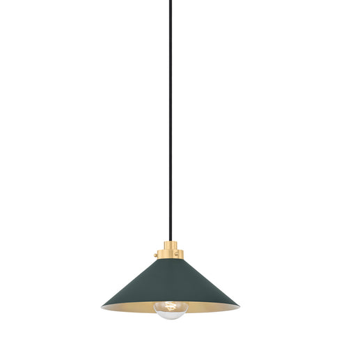 Hudson Valley Clivedon Pendant in Aged Brass Soft Studio Green Finish Model: MDS1401-AGB/SSG