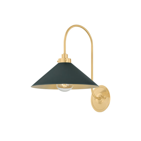 Hudson Valley Clivedon Wall Sconce in Aged Brass Soft Studio Green Finish Model: MDS1400-AGB/SSG