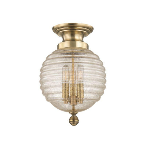 Hudson Valley Coolidge 3 LIGHT FLUSH MOUNT in Aged Brass Finish Model: 3200-AGB